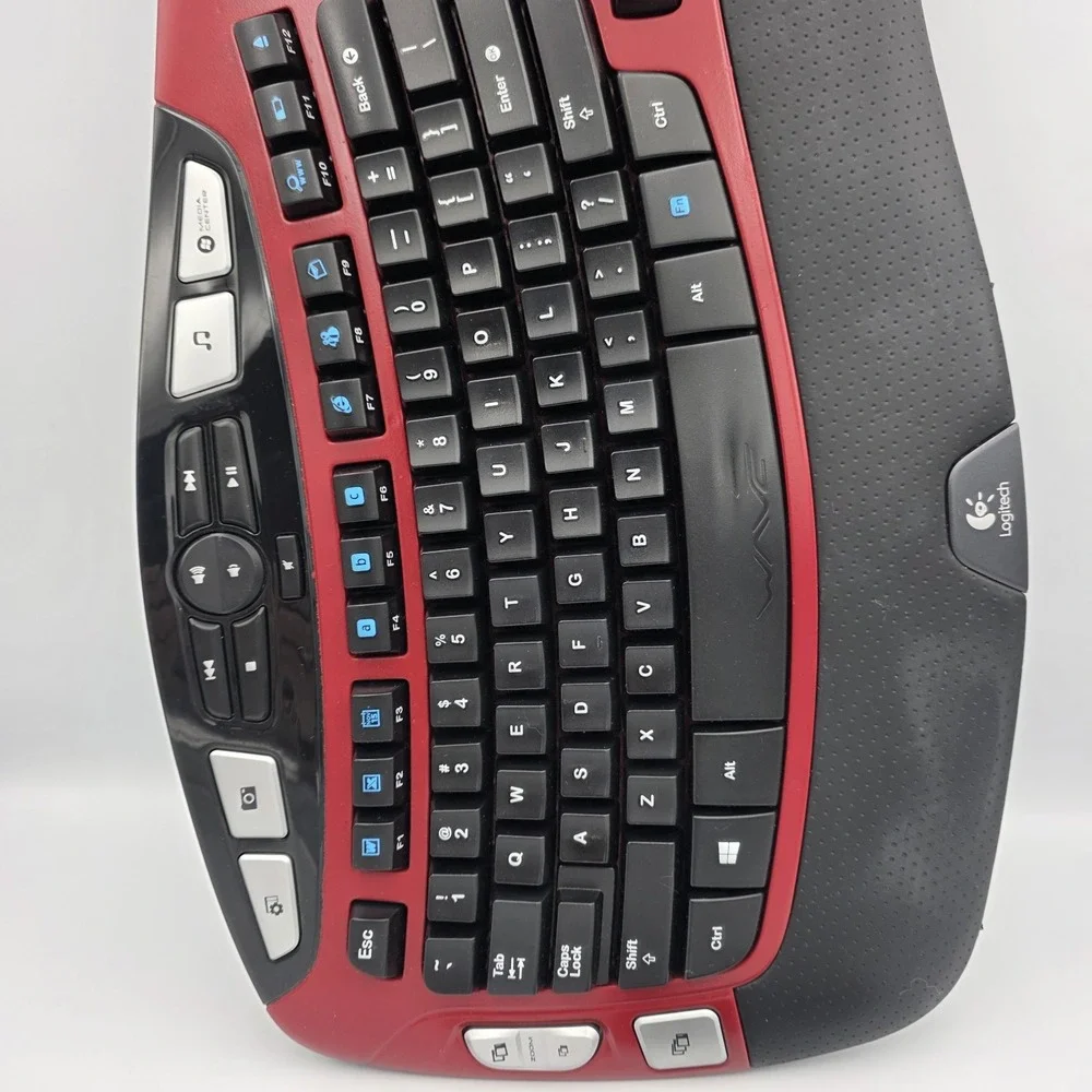 Custom Logitech K350 Wireless Ergonomic Wave Keyboard Design Burgundy USB Dongle